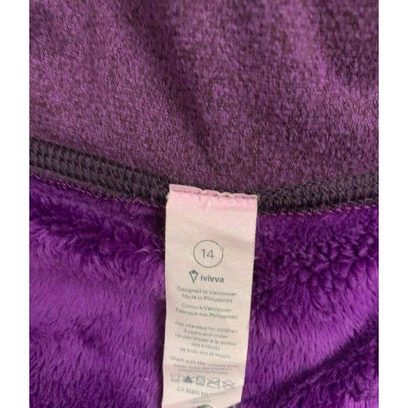 Ivivva Girls Big Business Wrap Jacket Purple Fleece Sweater Lululemon Sz 14 - Picture 6 of 9